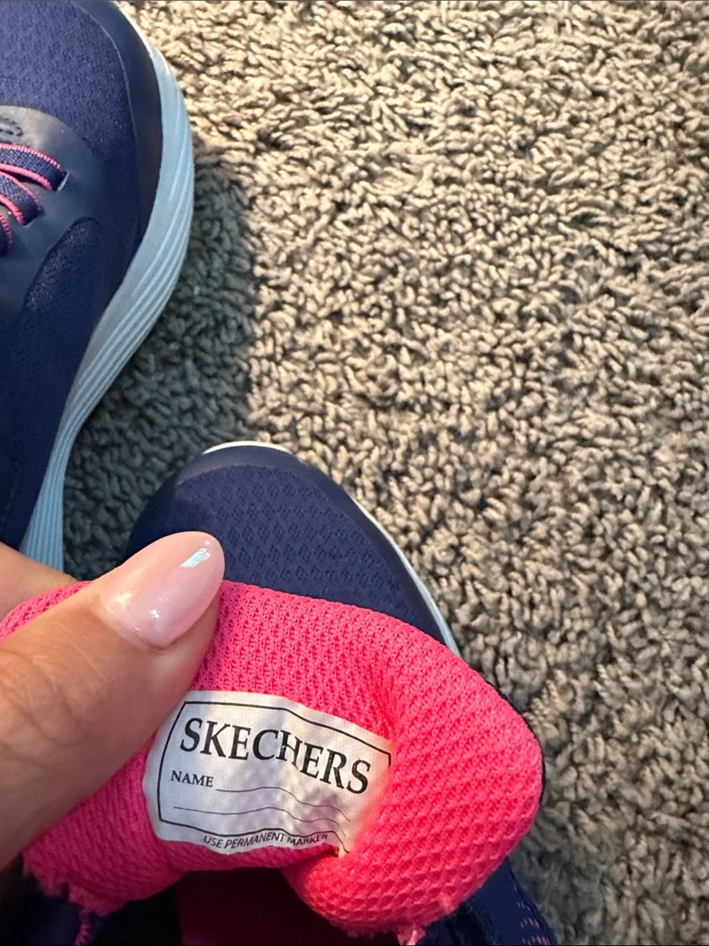 Skechers Girls Navy and Pink Hook-and-Loop Athletic Sneakers